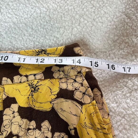 Boden Floral Pencil Skirt Size US 6 UK 10R Yellow Brown Pockets Lined Pleated - Picture 11 of 13